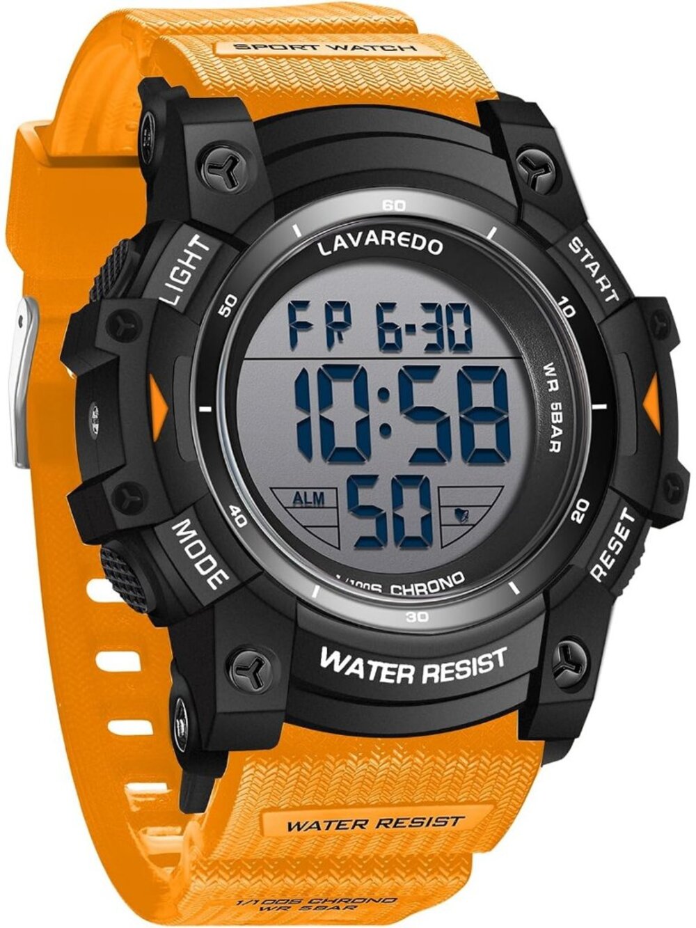 Men's Orange Sports Outdoor Waterproof Digital LED Backlight Wrist Watches